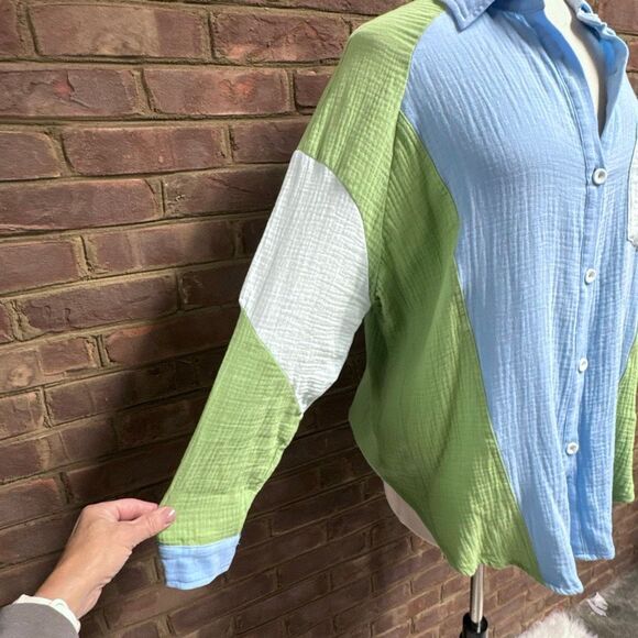 Davi & Dani Womens Multi Long Sleeve Viscose Oversized Button Up Size M - Picture 4 of 8